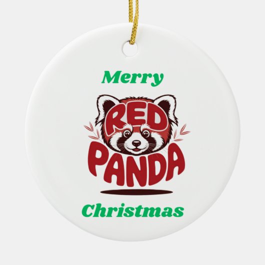 Rode Panda Prettig Kerstfeest Keramisch Ornament (Voorkant)