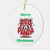 Rode Panda Prettig Kerstfeest Keramisch Ornament (Links)