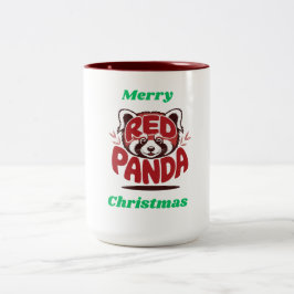 Rode Panda Prettig Kerstfeest Tweekleurige Koffiemok