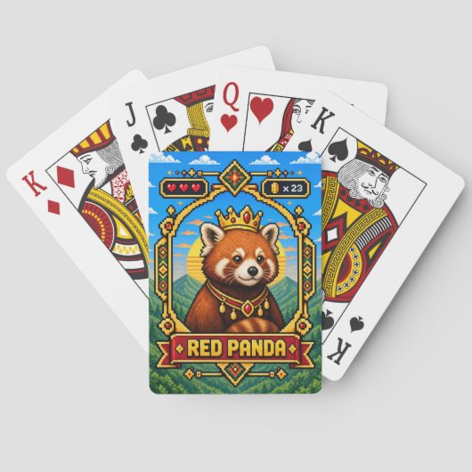 Rode Panda Retro 8-Bit Pixelkunst Pokerkaarten (Achterkant)