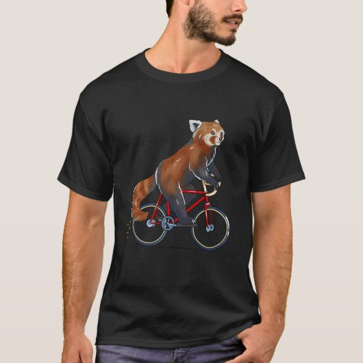 Rode Panda Riding Fiets Fietser Fietser T-shirt (Voorkant)