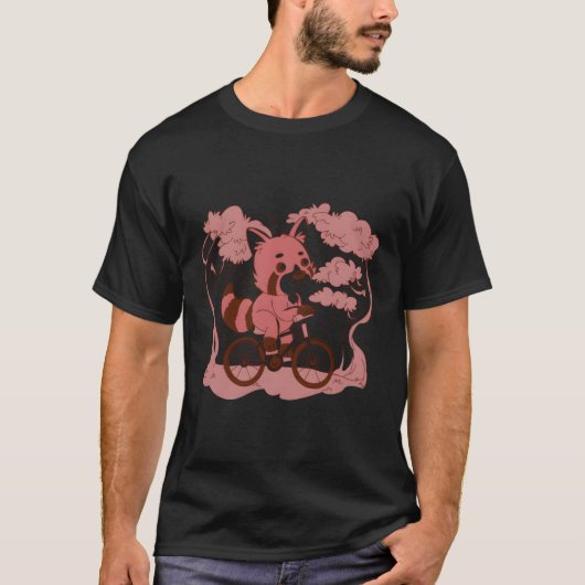 Rode Panda Rijfiets T-shirt (Voorkant)