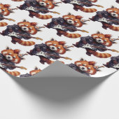 Rode Panda Rocker Verjaardags Inpakpapier (Hoek)