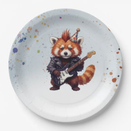 Rode Panda Rocker Verjaardagsborden Papieren Bordje