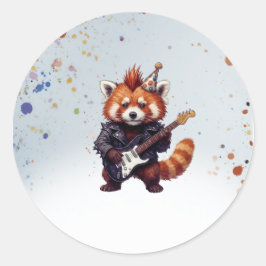 Rode Panda Rocker Verjaardagssticker Ronde Sticker