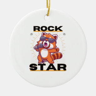 Rode panda: rockster keramisch ornament