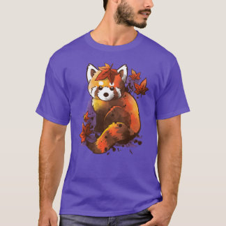 rode panda rode bladeren retro cadeau t-shirt