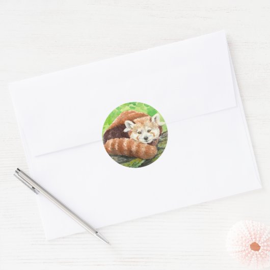 Rode panda ronde sticker (Envelop)