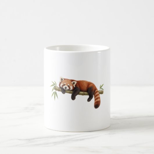 Rode panda rustend op bamboe koffiemok (Center)