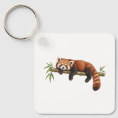 Rode panda rustend op bamboe sleutelhanger (Voorkant)
