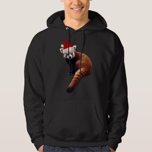 Rode Panda Santa Schattige Kerst Pet voor Pandabea Hoodie (Voorkant)