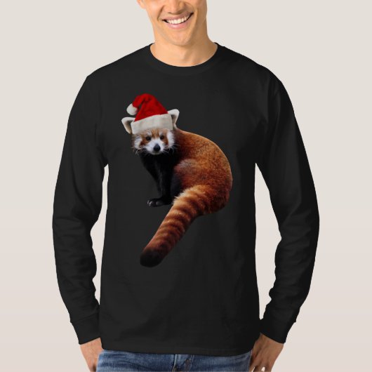 Rode Panda Santa Schattige Kerst Pet voor Pandabea T-shirt (Voorkant)