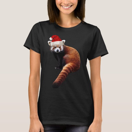 Rode Panda Santa Schattige Kerst Pet voor Pandabea T-shirt (Voorkant)