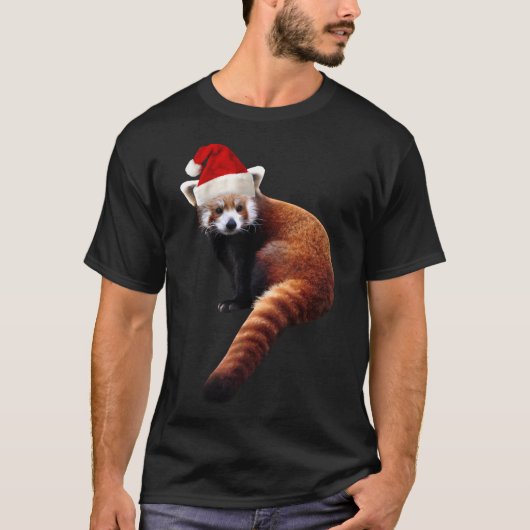 Rode Panda Santa Schattige Kerst Pet voor Pandabea T-shirt (Voorkant)