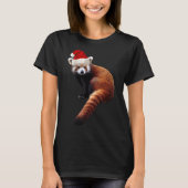 Rode Panda Santa Schattige Kerst Pet voor Pandabea T-shirt (Voorkant)