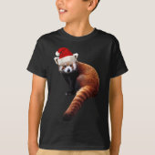 Rode Panda Santa Schattige Kerst Pet voor Pandabea T-shirt (Voorkant)