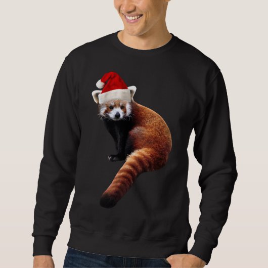 Rode Panda Santa Schattige Kerst Pet voor Pandabea Trui (Voorkant)