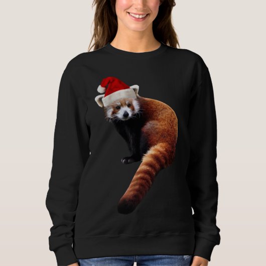 Rode Panda Santa Schattige Kerst Pet voor Pandabea Trui (Voorkant)