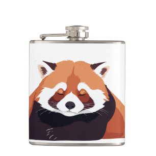 Rode Panda Schattig Leuk Dier Slapen Ontspannen Heupfles