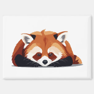 Rode Panda Schattig Leuk Dier Slapen Ontspannen Magneet