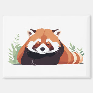 Rode Panda Schattig Leuk Dier Slapen Ontspannen Magneet
