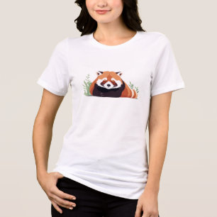 Rode Panda Schattig Leuk Dier Slapen Ontspannen Tri-Blend Shirt