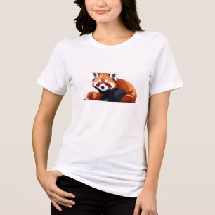 Rode Panda Schattig Leuk Dier Slapen Ontspannen Tri-Blend Shirt
