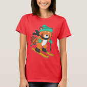 Rode panda Skiër Wintersport T-shirt (Voorkant)