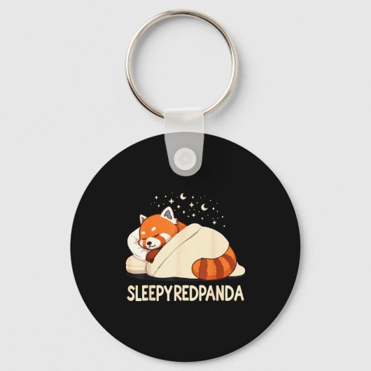 Rode Panda Slaap Pyjama  Sleutelhanger (Voorkant)
