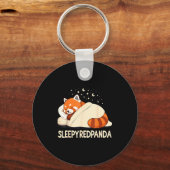 Rode Panda Slaap Pyjama  Sleutelhanger (Voorkant)