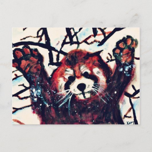 Rode Panda Sneeuwdag Briefkaart (Voorkant)