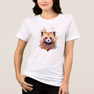 Rode Panda Speelse Schattige Fun Animal Kleurrijke Tri-Blend Shirt