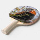 Rode panda tafeltennisbatje (Voorkant Gekanteld)