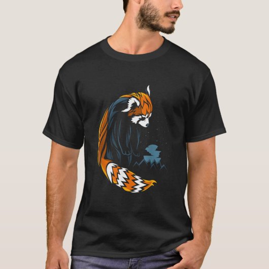 Rode Panda Tatoeage Stijl T-shirt (Voorkant)