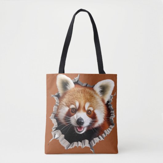 Rode panda tote bag (Voorkant)