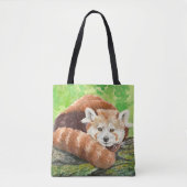 Rode panda tote bag (Voorkant)