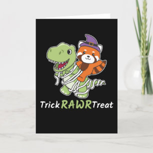 Rode Panda Truc Rawr Behandel T-rex Mumie Kostuum Feestdagen Kaart