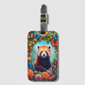 Rode panda tussen de bloemen bagagelabel (Voorkant (verticaal))