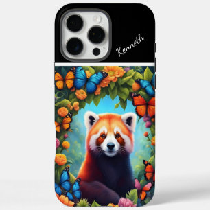 Rode panda tussen de bloemen iPhone 16 pro max hoesje