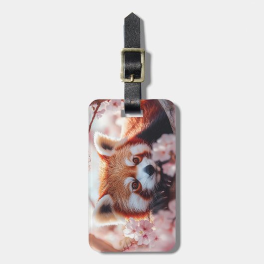 Rode panda tussen de kersenbloesems bagagelabel (Voorkant verticaal)