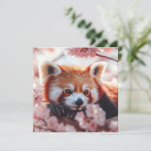 Rode panda tussen de kersenbloesems feestdagenkaart (Staand voorkant)