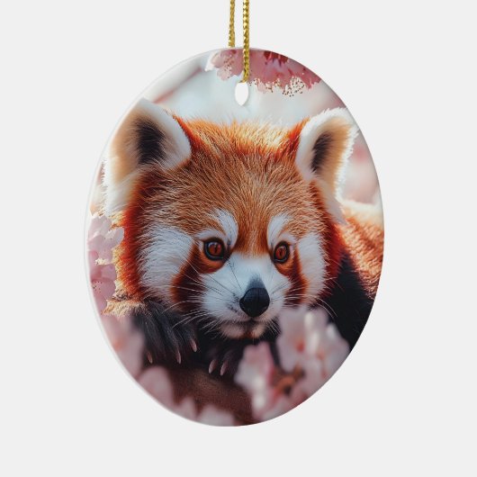 Rode panda tussen de kersenbloesems keramisch ornament (Rechts)