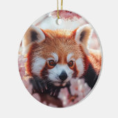 Rode panda tussen de kersenbloesems keramisch ornament (Links)