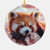 Rode panda tussen de kersenbloesems keramisch ornament (Achterkant)