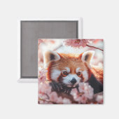 Rode panda tussen de kersenbloesems magneet (Voorkant / Achterkant)