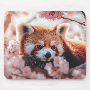 Rode panda tussen de kersenbloesems muismat