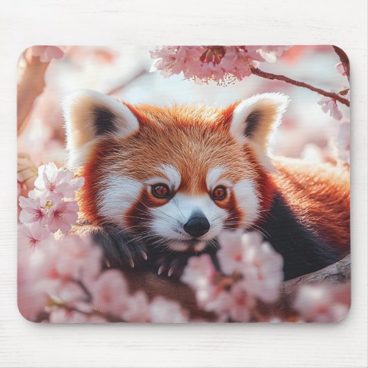 Rode panda tussen de kersenbloesems muismat (Voorkant)