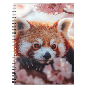 Rode panda tussen de kersenbloesems notitieboek