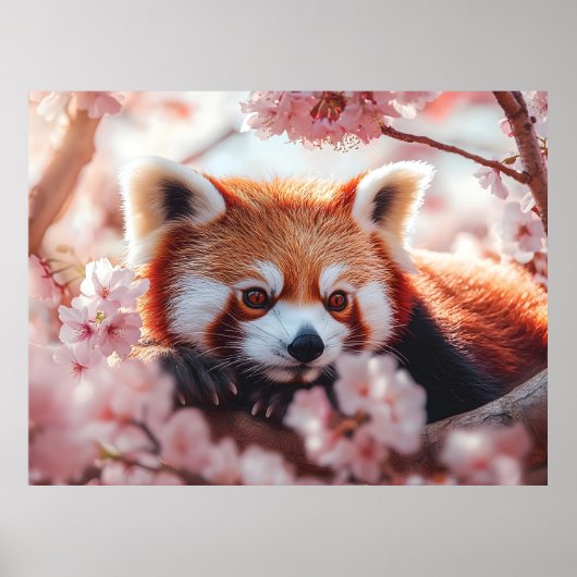 Rode panda tussen de kersenbloesems poster (Voorkant)
