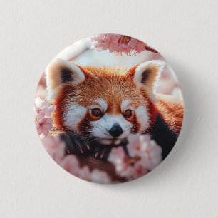 Rode panda tussen de kersenbloesems ronde button 5,7 cm
